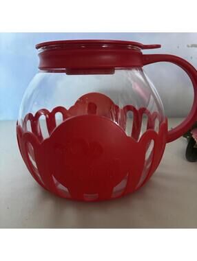 Micro-Popcorn Red Plastic and Glass Popcorn Popper Large